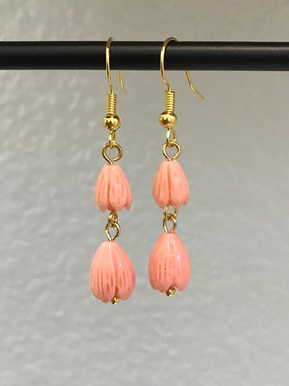 Handmade Peach Pikake Earrings